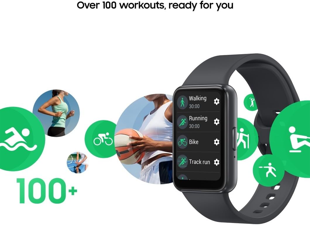 Samsung Galaxy Fit3, Smart Watch, Fitness Tracker, Health Monitoring, Black, 3 Year Samsung Extended Warranty (UK Version)