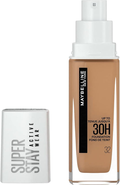 Maybelline New York Foundation, Superstay Active Wear 30 Hour Long-Lasting Liquid Foundation, Lightweight Feel, Water, Sweat and Transfer Resistant, 30 ml, Shade: 32, Golden