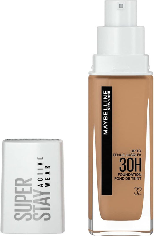 Maybelline New York Foundation, Superstay Active Wear 30 Hour Long-Lasting Liquid Foundation, Lightweight Feel, Water, Sweat and Transfer Resistant, 30 ml, Shade: 32, Golden