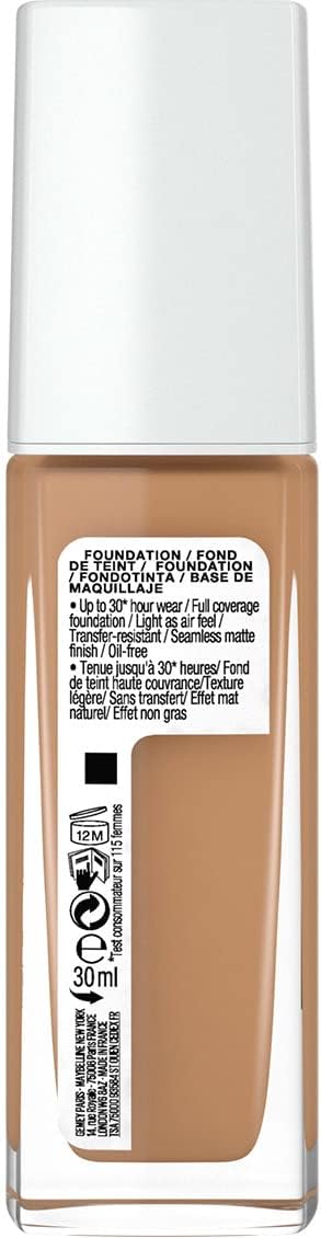 Maybelline New York Foundation, Superstay Active Wear 30 Hour Long-Lasting Liquid Foundation, Lightweight Feel, Water, Sweat and Transfer Resistant, 30 ml, Shade: 32, Golden
