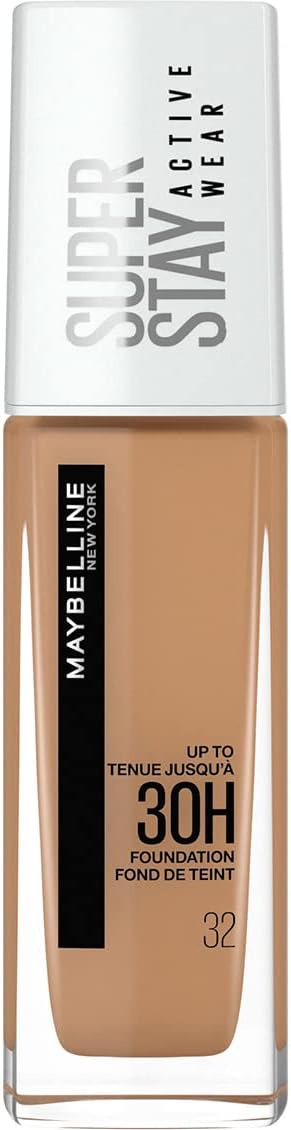 Maybelline New York Foundation, Superstay Active Wear 30 Hour Long-Lasting Liquid Foundation, Lightweight Feel, Water, Sweat and Transfer Resistant, 30 ml, Shade: 32, Golden