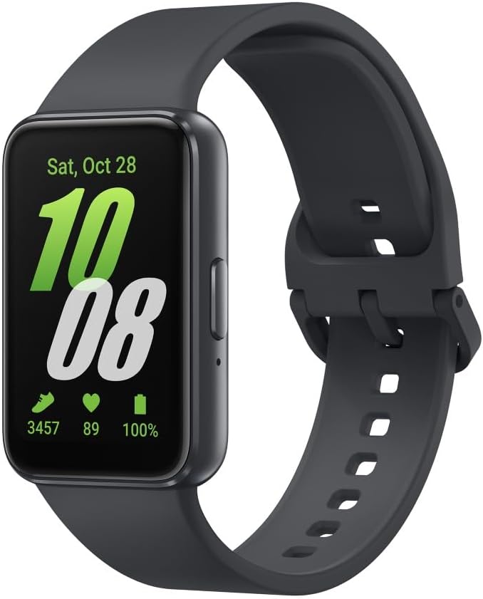 Samsung Galaxy Fit3, Smart Watch, Fitness Tracker, Health Monitoring, Black, 3 Year Samsung Extended Warranty (UK Version)