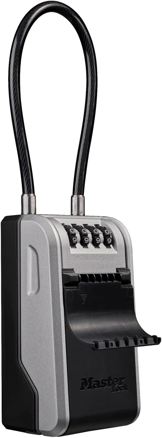 Master Lock 5482EURD Key Safe with New Innovative Design, Flexible Cable Shackle, Capacity, High Security, Grey, Extra Large