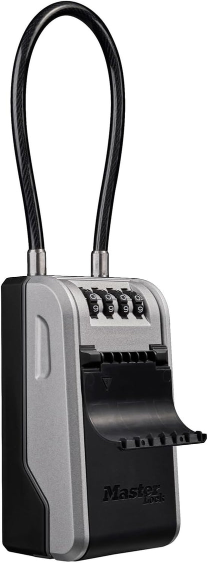 Master Lock 5482EURD Key Safe with New Innovative Design, Flexible Cable Shackle, Capacity, High Security, Grey, Extra Large