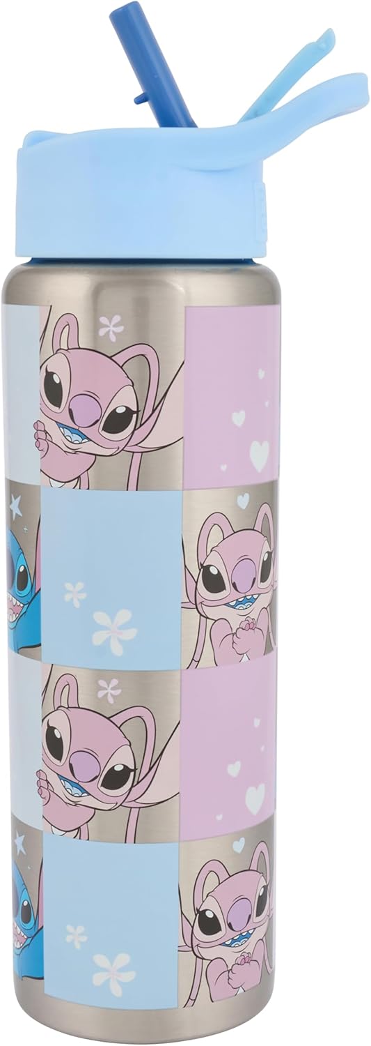Lilo & Stitch 750ml Stainless Steel Water Bottle with Straw - Fun Design for Kids and Adults, Leak-Proof, Insulated, BPA-Free, Perfect for School, Travel, and Outdoor Activities