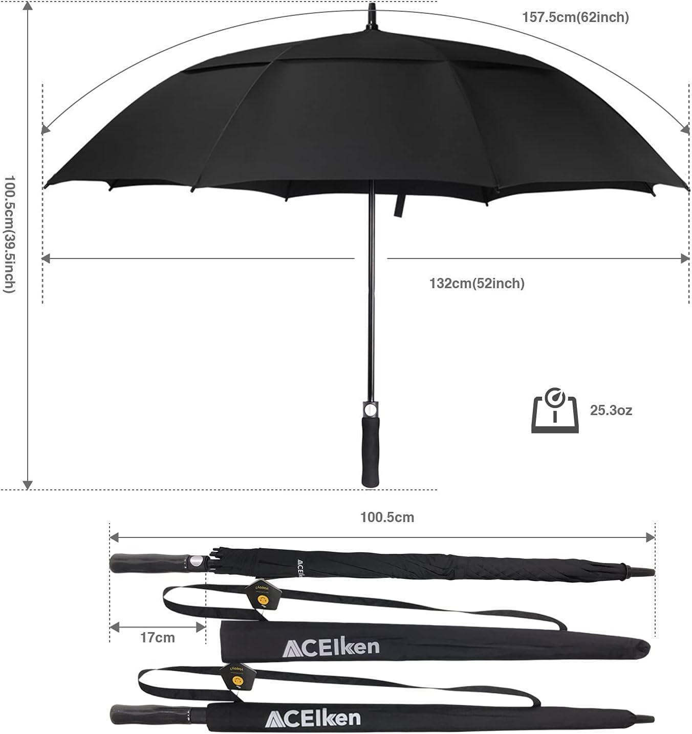 ACEIken Golf Umbrella Windproof Large 62/68 Inch, Double Canopy Vented, Automatic Open, Extra Large Oversized,Sun Protection Ultra Rain & Wind Resistant Stick Umbrellas