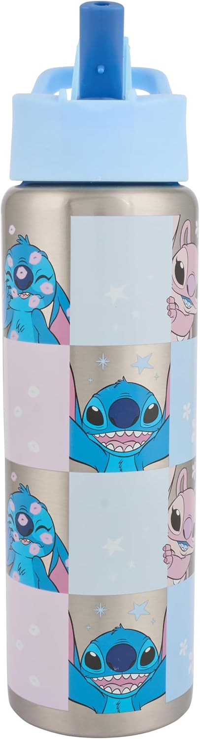 Lilo & Stitch 750ml Stainless Steel Water Bottle with Straw - Fun Design for Kids and Adults, Leak-Proof, Insulated, BPA-Free, Perfect for School, Travel, and Outdoor Activities