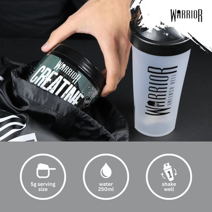 Warrior Creatine Monohydrate Powder – Micronised for Easy Mixing and Consumption – 100 Percent Pure Creatine – Proven to Improve Physical Performance and Recovery, 5 g Servings (Unflavoured, 500g)