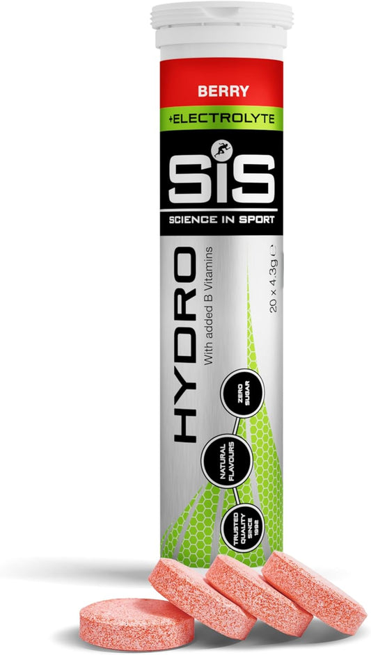Science in Sport Hydro Electrolyte Tablets 20 pcs. Berry – Vegan & Gluten-Free, Ideal to Promote Hydration and Maintain Electrolytes Balance (Packaging May Vary)