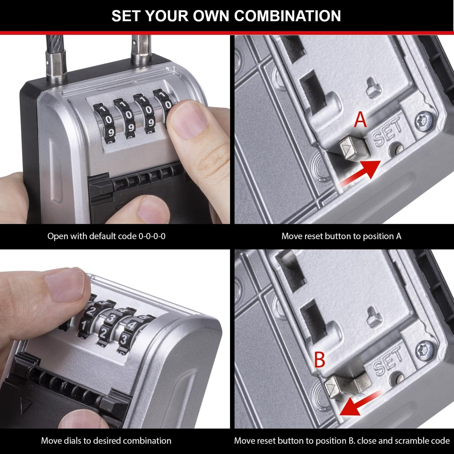Master Lock 5482EURD Key Safe with New Innovative Design, Flexible Cable Shackle, Capacity, High Security, Grey, Extra Large