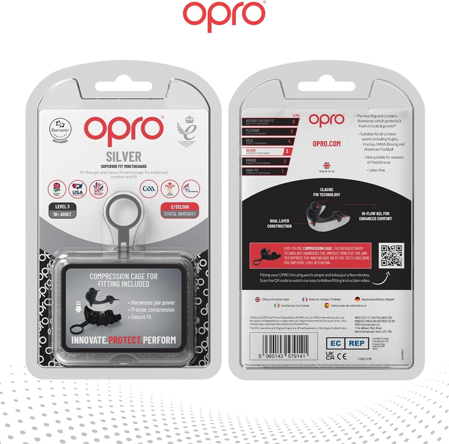OPRO Silver Level Mouthguard Essential Fit – Gum Shield Adult and Kids – OPRO Mouth Guard Boxing and MMA, Easy Self-Fit Gum Shield Rugby and Hockey – Superior Protection with Dental Warranty