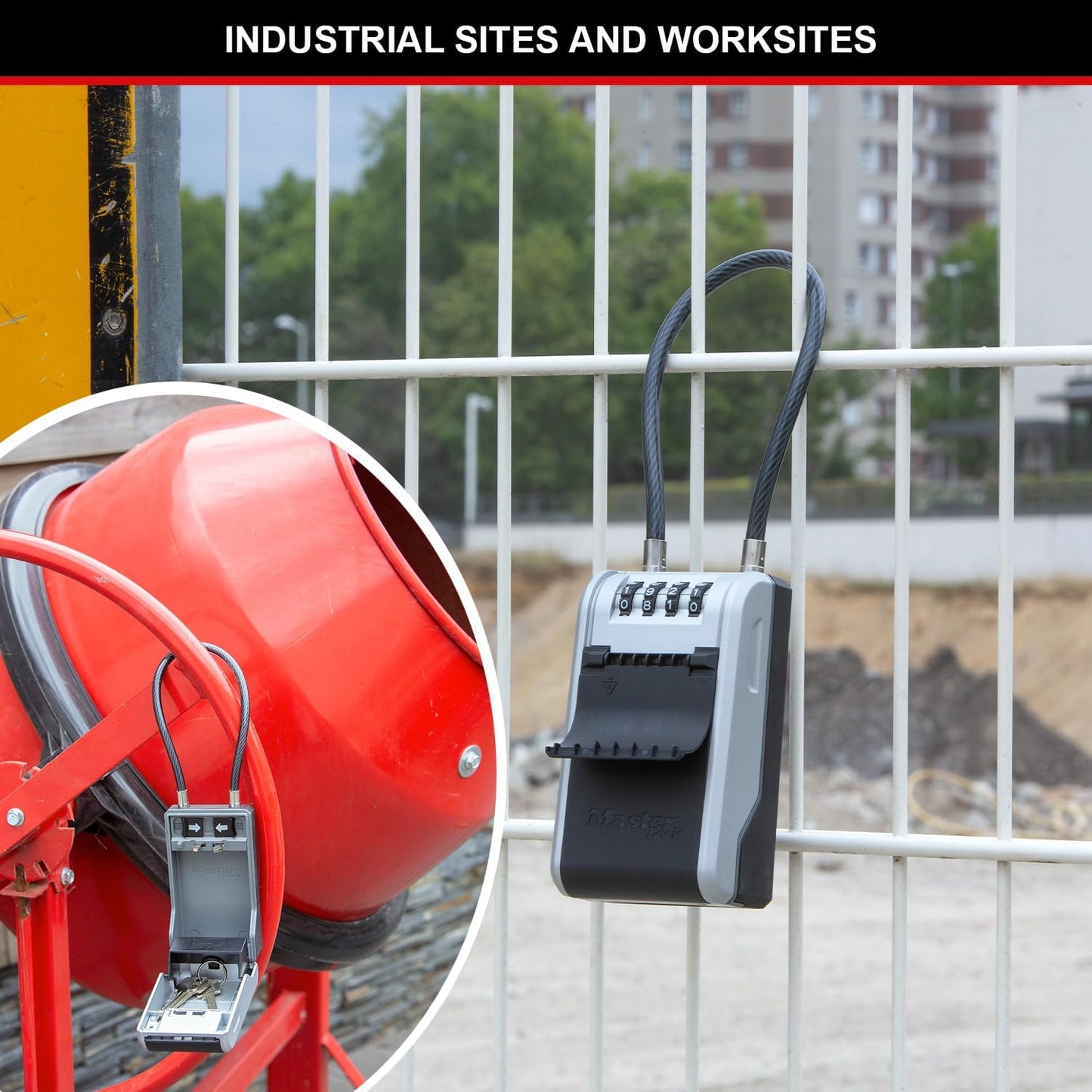 Master Lock 5482EURD Key Safe with New Innovative Design, Flexible Cable Shackle, Capacity, High Security, Grey, Extra Large