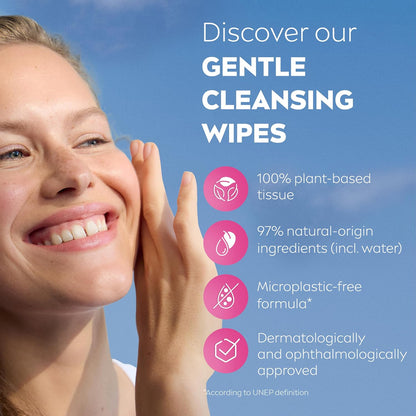 NIVEA 3in1 Caring Cleansing Wipes Dry Skin (25 Wipes), Plant-Based Makeup Remover Wipes, Face Wipes for Dry Skin, Gentle yet Effective Makeup Removal